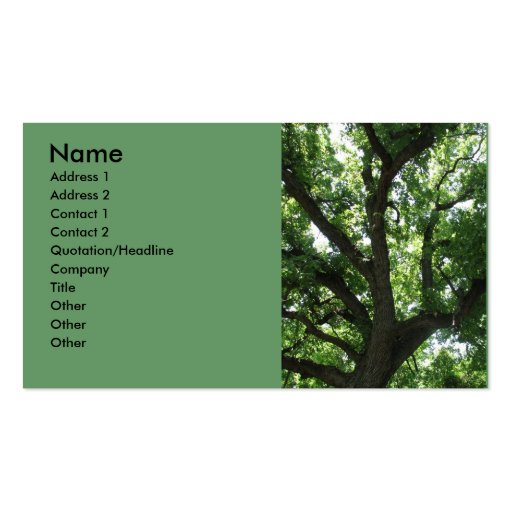 Majestic Tree Business Card (front side)