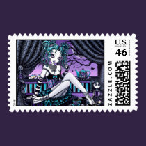"Makayla" Gothic Couture Tea Party Fairy postage stamps
