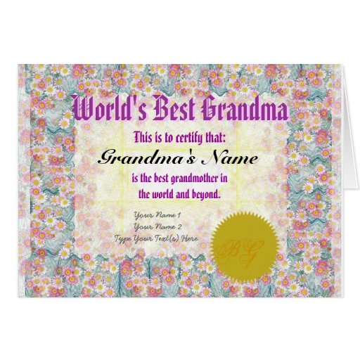 Make a World's Best Grandma Award Certificate Card Zazzle
