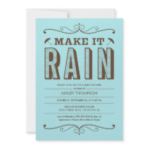 Make it Rain Blue Baby Shower Invitations