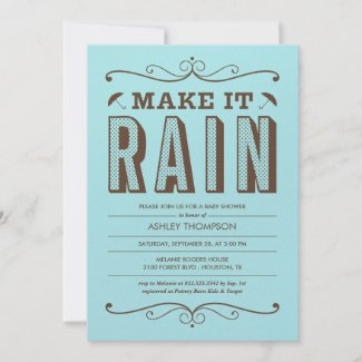 Make it Rain Blue Baby Shower Invitations