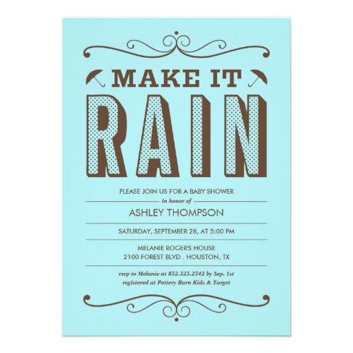 Make it Rain Blue Baby Shower Invitations