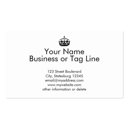Make Keep Calm Business Cards Add Your Text Custom (back side)