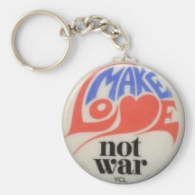 Make Love Not War Retro Peace Symbol Keychain