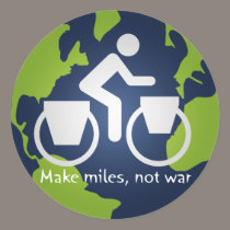 Make miles, not war stickers