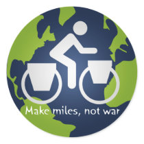 Make miles, not war stickers