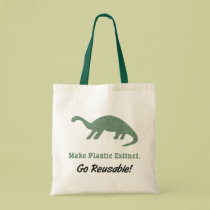 Make Plastic Extinct Go Reusable Tote Bag by ecogreenbags Make Plastic Extinct Go Reusable Tote Bag
