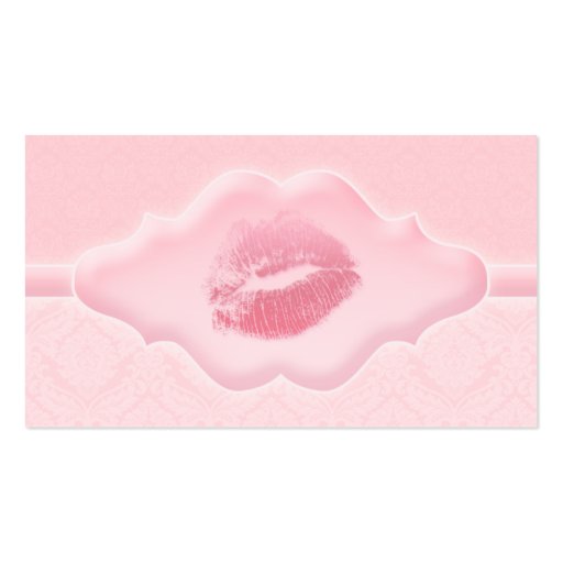 Make up Artist Business Card Pink Lips Damask (front side)