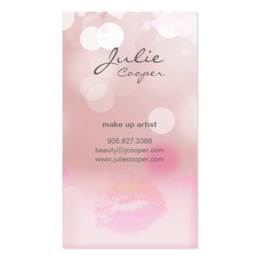 Make up Artist Business Card Pink Lips & Lights (back side)