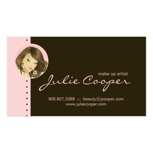 Make up Artist Business Card Pink Woman (back side)