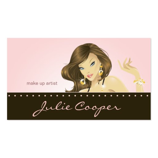 Make up Artist Business Card Pink Woman (front side)
