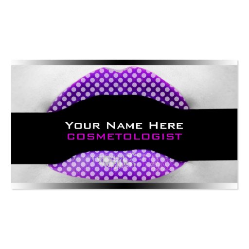 Make-Up Artist  Business Cards Purple Polka Dots (front side)