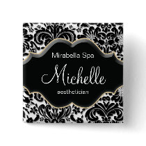 Make up artist Damask Name Tag Button Brooch P3