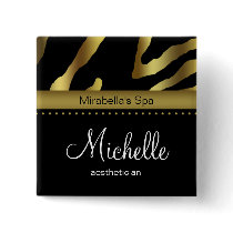 Make up artist Zebra Name Tag Button Brooch 2
