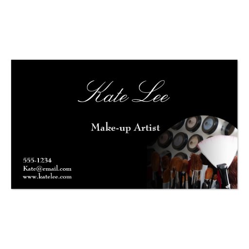 Make-up brush cosmetologist business cards (front side)