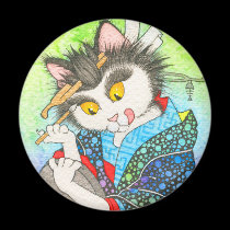 Make-up kitty round magnet