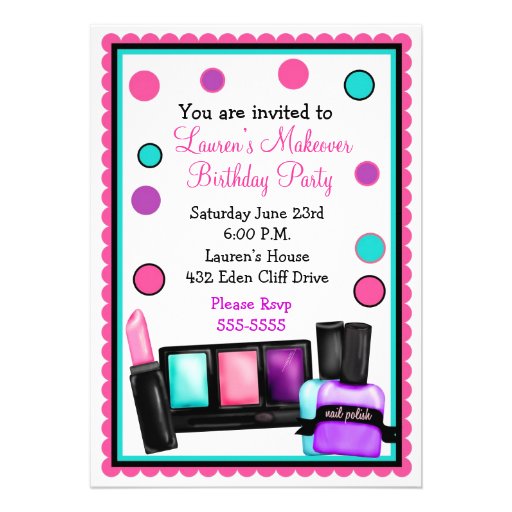 Make-up Make over Birthday Invitations