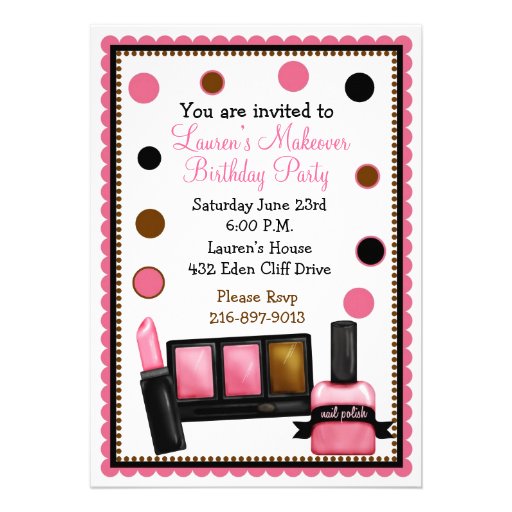 Make-up Make over Birthday Invitations