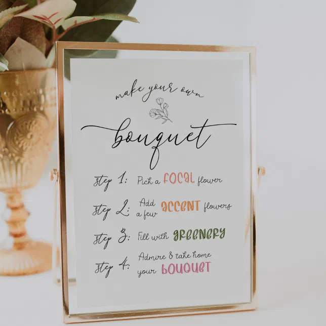 Make Your Own Bouquet Bar Poster Zazzle