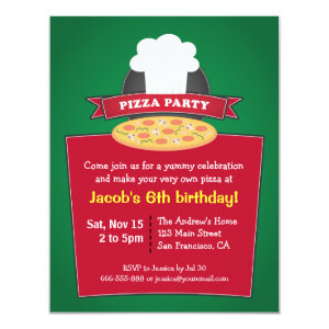Make Your Own Pizza Kids Birthday Party Custom Announcement