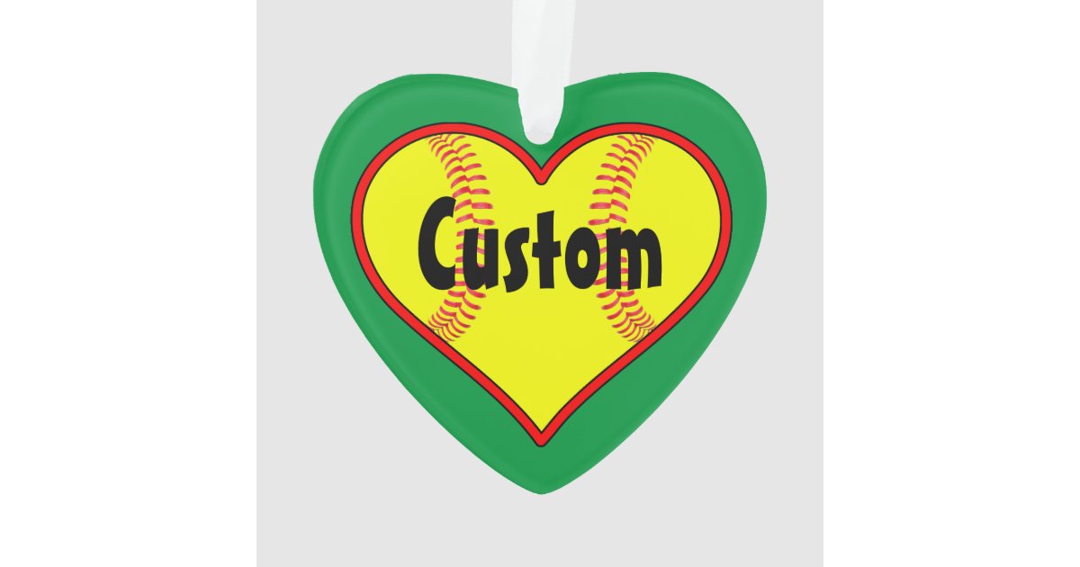 make your own softball heart christmas ornament zazzle softball christmas ornament