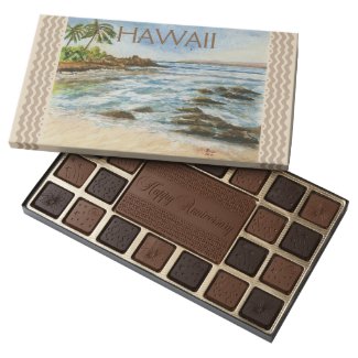 Makena Cove Hawaii Beach Fine Art Watercolor 45 Piece Assorted Chocolate Box