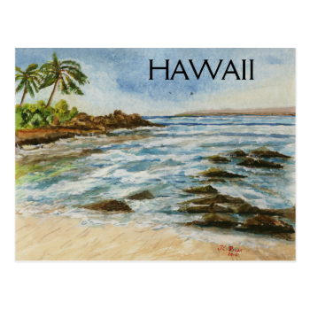 Makena Cove Hawaii Beach Watercolor Post Card