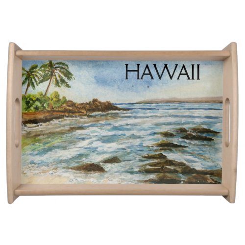 Makena Cove Hawaii Beach Watercolor Service Trays