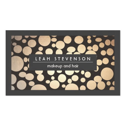 Makeup and Hair Faux Gold Foil  Modern Charcoal Business Card Template (front side)
