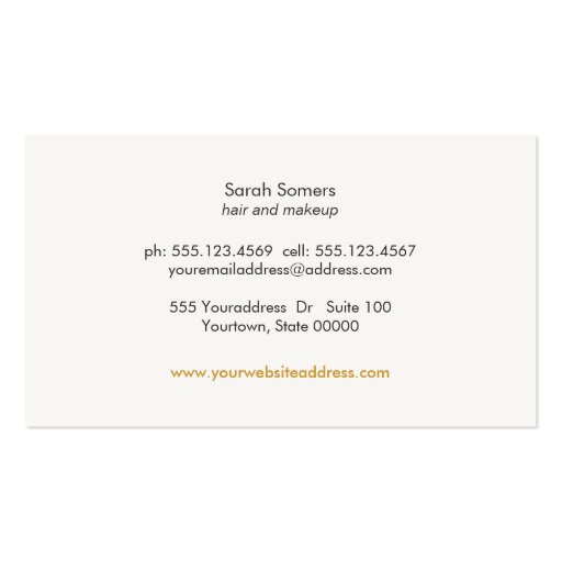 Makeup and Hair Stylist Gold Typographic Beauty Business Cards (back side)
