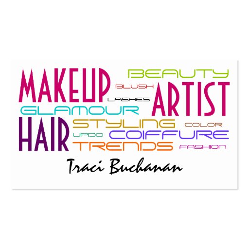 Makeup Artist and Hair Stylist Business Cards (front side)