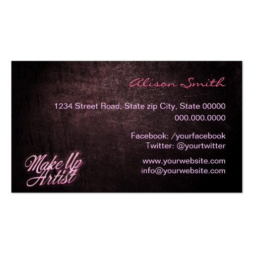 Makeup artist business card (back side)