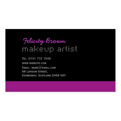 Makeup artist Business Card (back side)