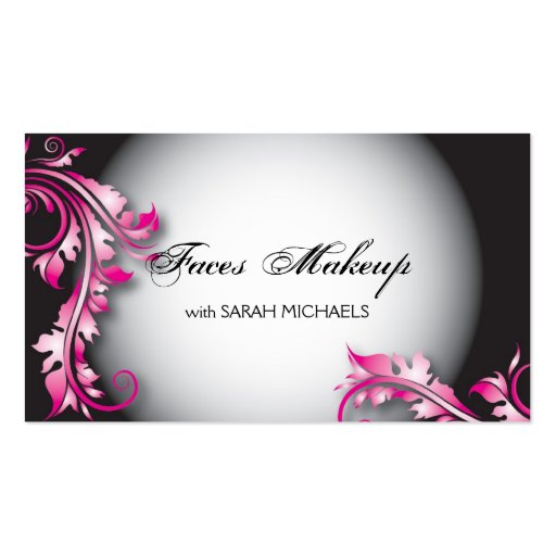 Makeup Artist Business Card Bold Fancy Floral (front side)