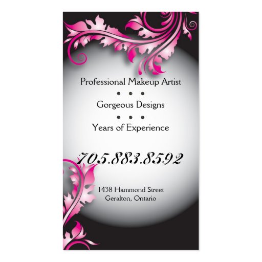 Makeup Artist Business Card Bold Fancy Floral (back side)