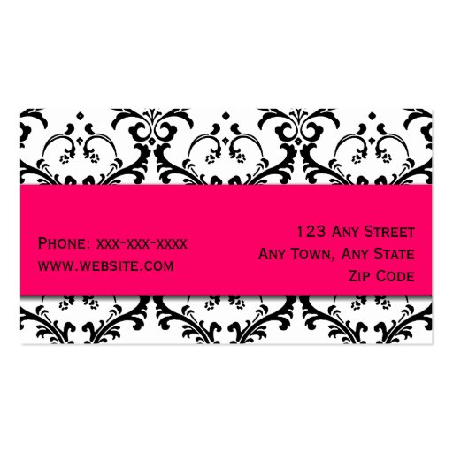 Makeup Artist Business Card Damask Pink (back side)