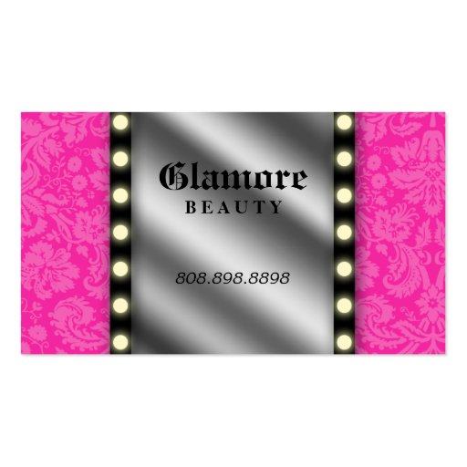 Makeup Artist Business Card Glowing Lights Mirror (front side)