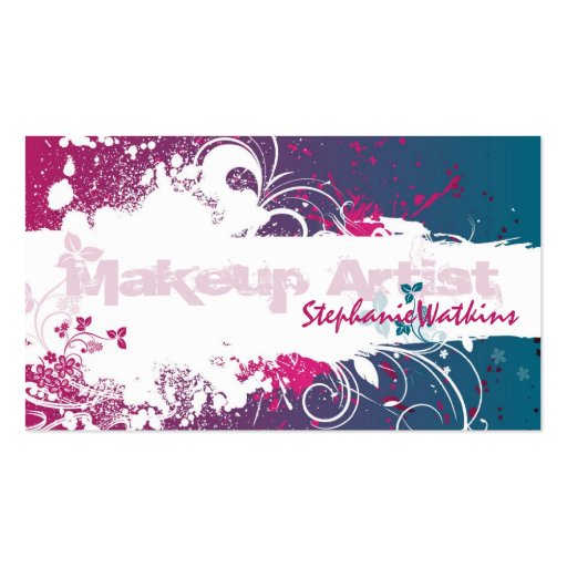 Makeup Artist Business Card Grunge Splatter Pink
