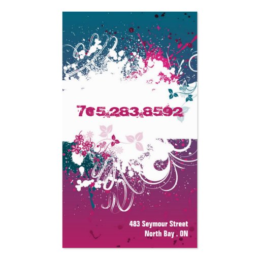 Makeup Artist Business Card Grunge Splatter Pink (back side)