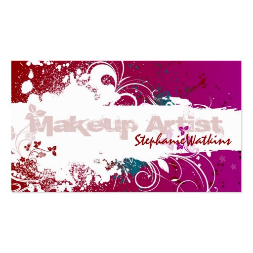 Makeup Artist Business Card Grunge Splatter Red (front side)