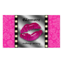 Makeup Artist Business Card LIghts Lips Mirror