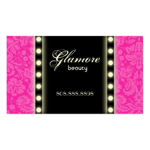 Makeup Artist Business Card Lights Pink Black (front side)