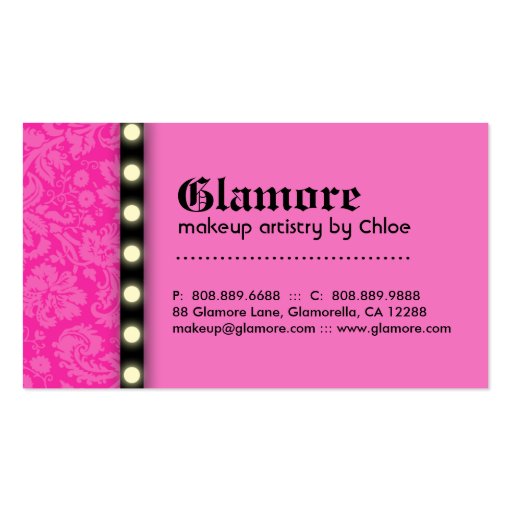 Makeup Artist Business Card LIghts Pink Lips (back side)