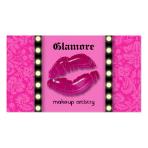 Makeup Artist Business Card LIghts Pink Lips