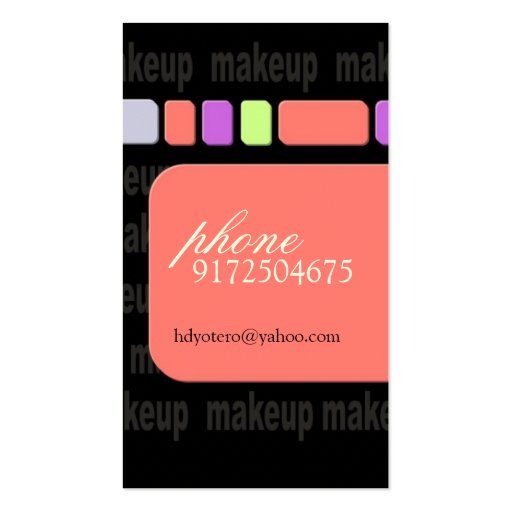 Makeup Artist Business Cards (back side)