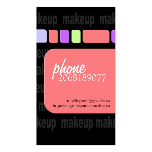 Makeup Artist Business Cards (back side)