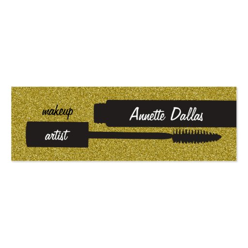 Makeup artist business cards glitter-look gold (front side)