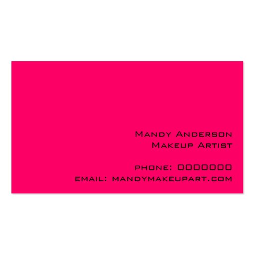 Makeup Artist Business Cards Hot Pink (back side)