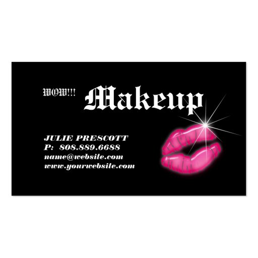 Makeup Artist Business Cards Leaf Lips Silver (back side)