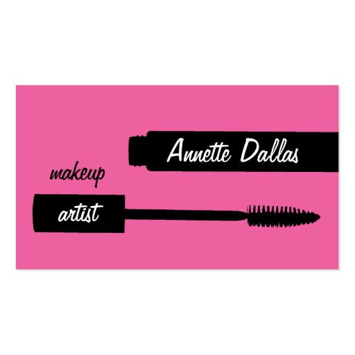 Makeup artist business cards pink (front side)
